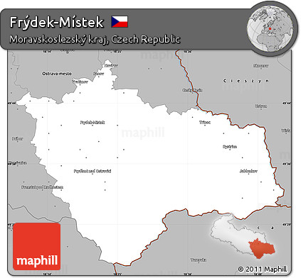 Gray Simple Map of Frýdek-Místek