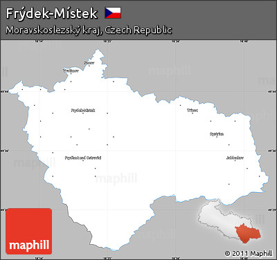 Gray Simple Map of Frýdek-Místek, single color outside