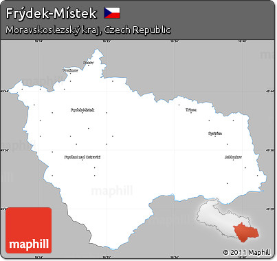 Gray Simple Map of Frýdek-Místek, single color outside