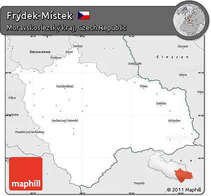 Silver Style Simple Map of Frýdek-Místek