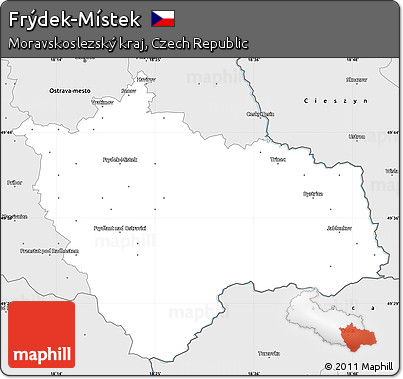 Silver Style Simple Map of Frýdek-Místek