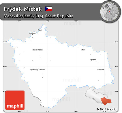 Silver Style Simple Map of Frýdek-Místek, single color outside