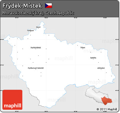Silver Style Simple Map of Frýdek-Místek, single color outside