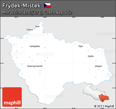 Silver Style Simple Map of Frýdek-Místek, single color outside