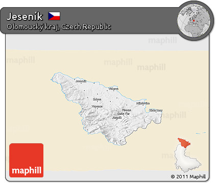 Classic Style 3D Map of Jeseník, single color outside
