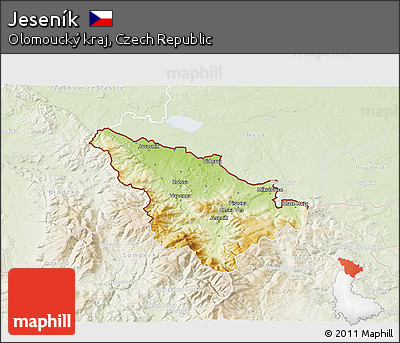 Physical 3D Map of Jeseník, lighten