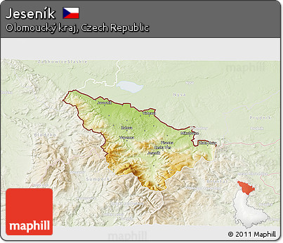 Physical 3D Map of Jeseník, lighten