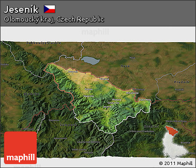 Satellite 3D Map of Jeseník, darken