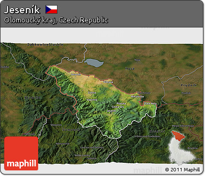 Satellite 3D Map of Jeseník, darken