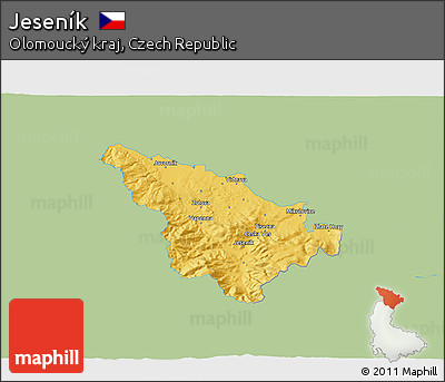 Savanna Style 3D Map of Jeseník, single color outside