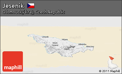 Classic Style Panoramic Map of Jeseník, single color outside