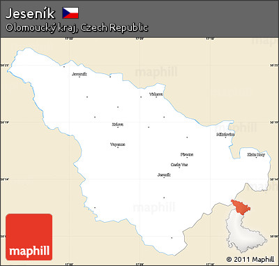 Classic Style Simple Map of Jeseník, single color outside