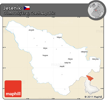 Classic Style Simple Map of Jeseník, single color outside