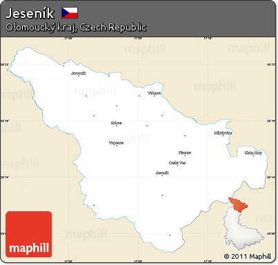 Classic Style Simple Map of Jeseník, single color outside