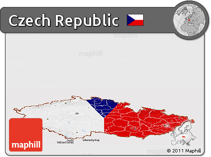 Flag Panoramic Map of Czech Republic, flag aligned to the middle