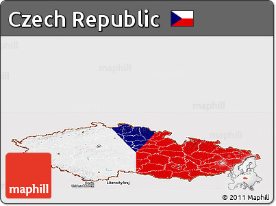 Flag Panoramic Map of Czech Republic, flag aligned to the middle