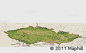 Satellite Panoramic Map of Czech Republic, shaded relief outside