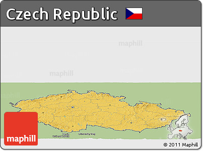 Savanna Style Panoramic Map of Czech Republic, single color outside