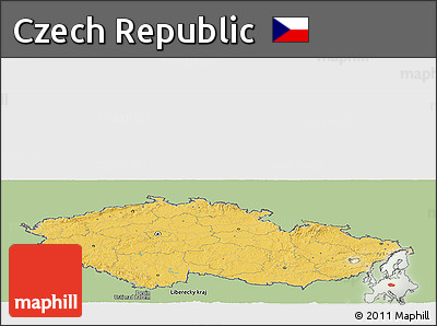 Savanna Style Panoramic Map of Czech Republic, single color outside