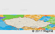 Shaded Relief Panoramic Map of Czech Republic, political outside