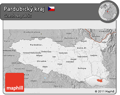 Gray 3D Map of Pardubický Kraj