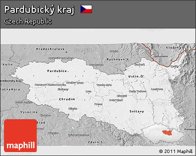 Gray 3D Map of Pardubický Kraj