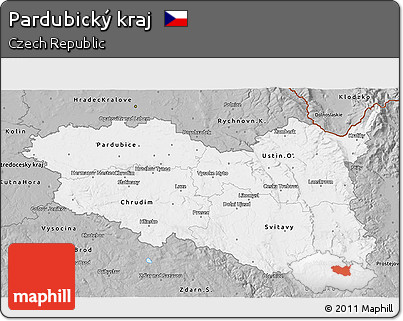 Gray 3D Map of Pardubický Kraj