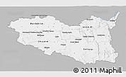 Gray 3D Map of Pardubický kraj, single color outside