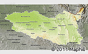 Physical 3D Map of Pardubický kraj, darken, semi-desaturated