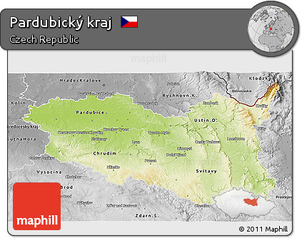Physical 3D Map of Pardubický Kraj, desaturated