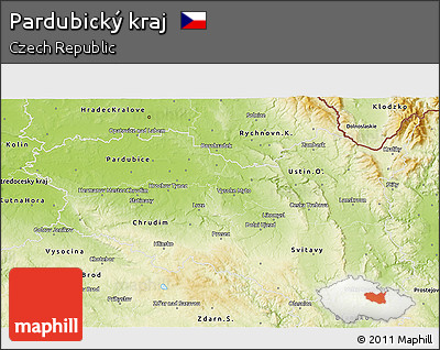 Physical 3D Map of Pardubický Kraj