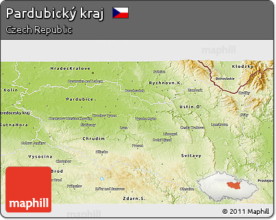 Physical 3D Map of Pardubický Kraj