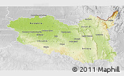 Physical 3D Map of Pardubický kraj, lighten, desaturated