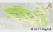 Physical 3D Map of Pardubický kraj, lighten, semi-desaturated