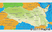 Physical 3D Map of Pardubický kraj, political outside