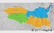 Political 3D Map of Pardubický kraj, lighten, desaturated