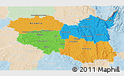 Political 3D Map of Pardubický kraj, lighten
