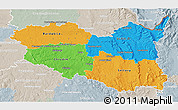 Political 3D Map of Pardubický kraj, lighten, semi-desaturated