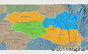 Political 3D Map of Pardubický kraj, semi-desaturated
