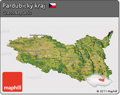 Satellite 3D Map of Pardubický Kraj, cropped outside