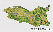 Satellite 3D Map of Pardubický kraj, cropped outside