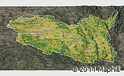 Satellite 3D Map of Pardubický kraj, darken, semi-desaturated