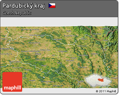 Satellite 3D Map of Pardubický Kraj