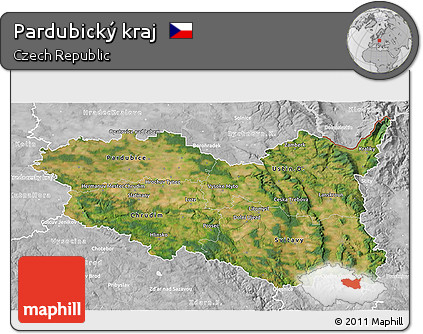 Satellite 3D Map of Pardubický Kraj, lighten, desaturated