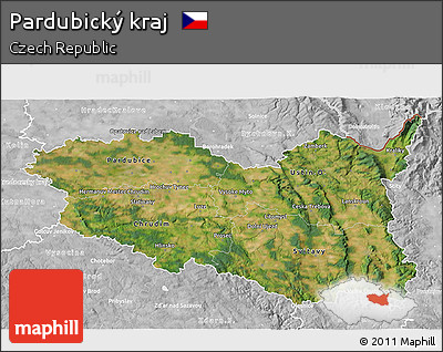 Satellite 3D Map of Pardubický Kraj, lighten, desaturated