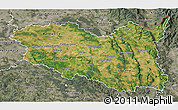 Satellite 3D Map of Pardubický kraj, semi-desaturated