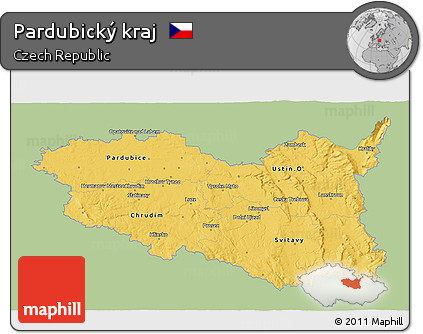 Savanna Style 3D Map of Pardubický Kraj, single color outside