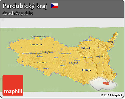 Savanna Style 3D Map of Pardubický Kraj, single color outside