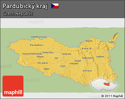 Savanna Style 3D Map of Pardubický Kraj, single color outside