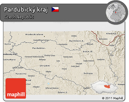 Shaded Relief 3D Map of Pardubický Kraj